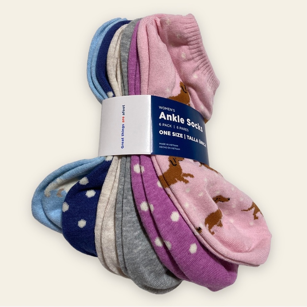 NWT Old Navy Novelty Ankle Socks 6-Pack — Dog Print